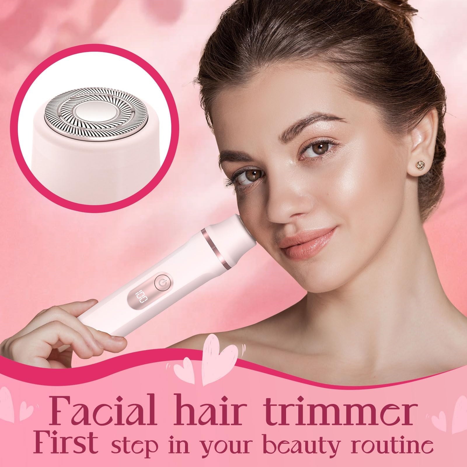 Women’S 2-In-1 Electric Bikini Trimmer & Facial Shaver, Painless Ceramic Blade Body Groomer with Waterproof Wet Dry Design, Rechargeable Travel Razor for Smooth Skin