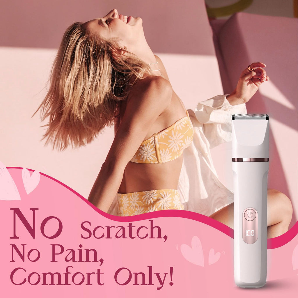 Women’S 2-In-1 Electric Bikini Trimmer & Facial Shaver, Painless Ceramic Blade Body Groomer with Waterproof Wet Dry Design, Rechargeable Travel Razor for Smooth Skin